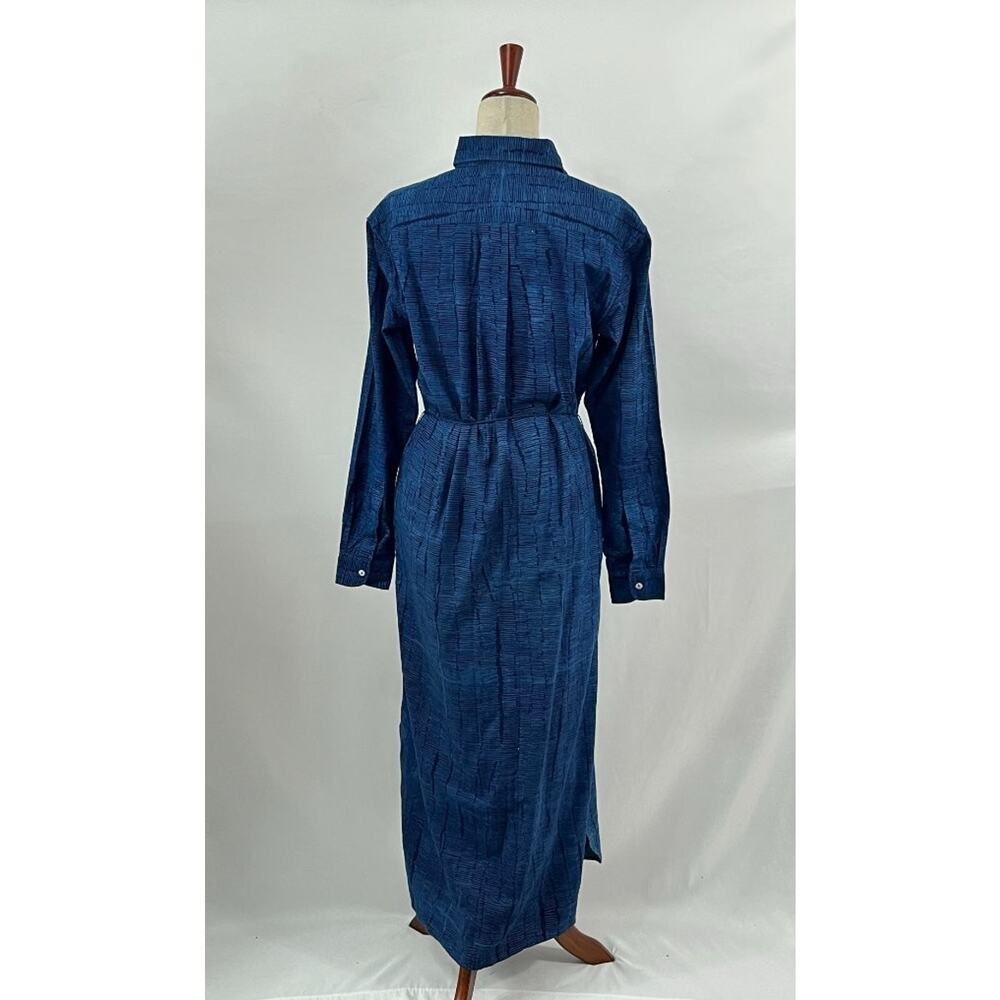 INDI + ASH Sz 1 XS Blue Indigo Batik Shirt Dress Midi Cotton - Picture 4 of 8